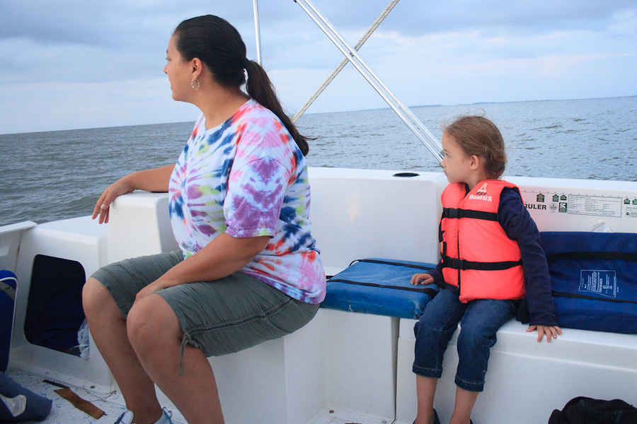 Isabelle and Jennifer enjoy the view from Captain Jimmy's boat : Edisto Island, SC : JonPargas